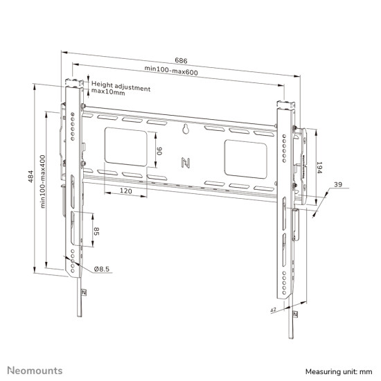Neomounts WL30-750BL16 Heavy duty wall mount 42-86" - fixed - lockable - fast installation - TÜV