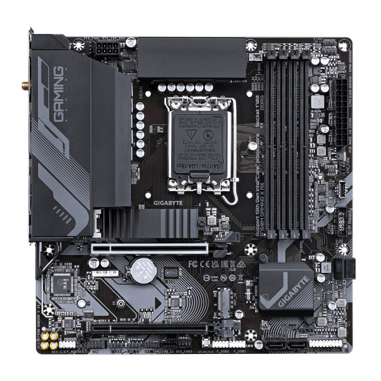 Mainboard|GIGABYTE|Intel B760 Express|LGA1700|Micro-ATX|Memory DDR5|Memory slots 4|1xPCI-Express 4.0 16x|1xM.2|1xHDMI|1xDisplayPort|5xUSB 2.0|3xUSB 3.2|1xRJ45|3xAudio port|B760MGAMINGXAX1.1 Mainboard|GIGABYTE|Intel B760 Express|LGA1700|Micro-ATX|Memory DDR5|Memory slots 4|1xPCI-Express 4.0 16x|1xM.2|1xHDMI|1xDisplayPort|5xUSB 2.0|3xUSB 3.2|1xRJ45|3xAudio port|B760MGAMINGXAX1.1