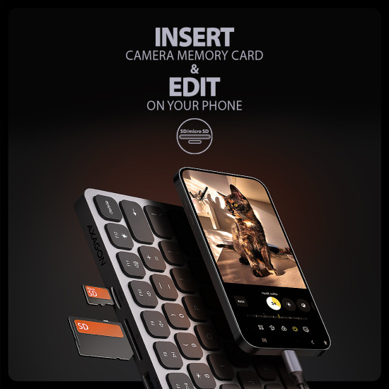 KEYBOARD + I/O HUB 9IN1/0.6M HMC-KB-US AXAGON KEYBOARD + I/O HUB 9IN1/0.6M HMC-KB-US AXAGON