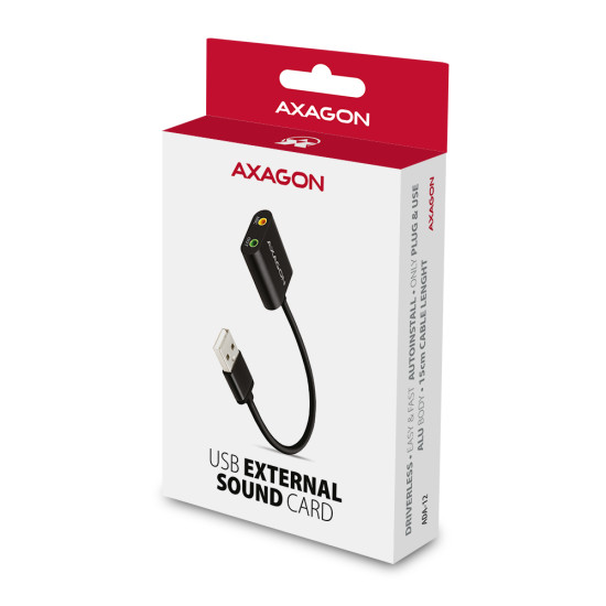 Axagon ADA-12 USB 2.0 Stereo Audio Mini-Adapter 15 cm Kabellänge - Kabel - Audio/Multimedia 2.0 channels Axagon ADA-12 USB 2.0 Stereo Audio Mini-Adapter 15 cm Kabellänge - Kabel - Audio/Multimedia 2.0 channels