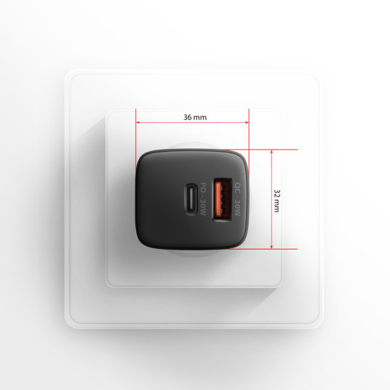 Axagon ACU-PQ30 Ladegerät QC3.0, 4.0/AFC/FCP/PPS/Apple+ PD USB-C, 30W - schwarz - Kompaktes Ladegerät - 1x USB-C und 1x USB-A Mobile phone, Smartphone, Smartwatch, Tablet, Universal Black AC Fast charging Indoor Axagon ACU-PQ30 Ladegerät QC3.0, 4.0/AFC/FCP/PPS/Apple+ PD USB-C, 30W - schwarz - Kompaktes Ladegerät - 1x USB-C und 1x USB-A Mobile phone, Smartphone, Smartwatch, Tablet, Universal Black AC Fast charging Indoor