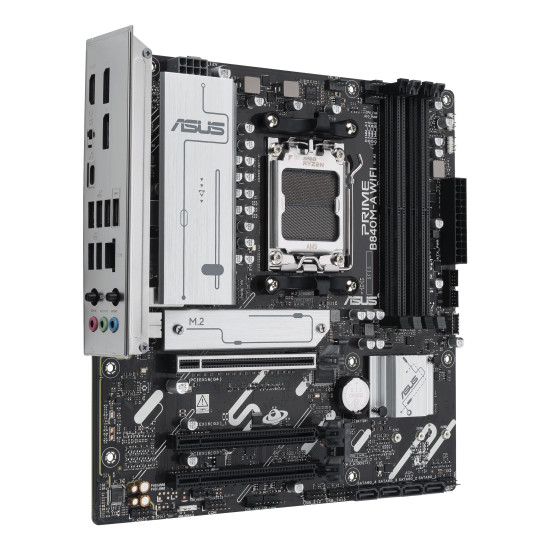 Mainboard|ASUS|AMD B840|SAM5|Micro-ATX|Memory DDR5|Memory slots 4|2xPCI-Express 3.0 16x|1xPCI-Express 4.0 16x|3xM.2|1xHDMI|2xDisplayPort|4xUSB 2.0|2xUSB 3.2|1xUSB-C|1xRJ45|3xAudio port|PRIMEB840M-AWIFI