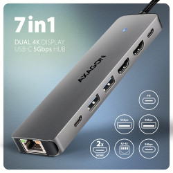 HMC-7HX2 USB-C 5Gbps DUAL 4K DISPLAY 7in1 hub