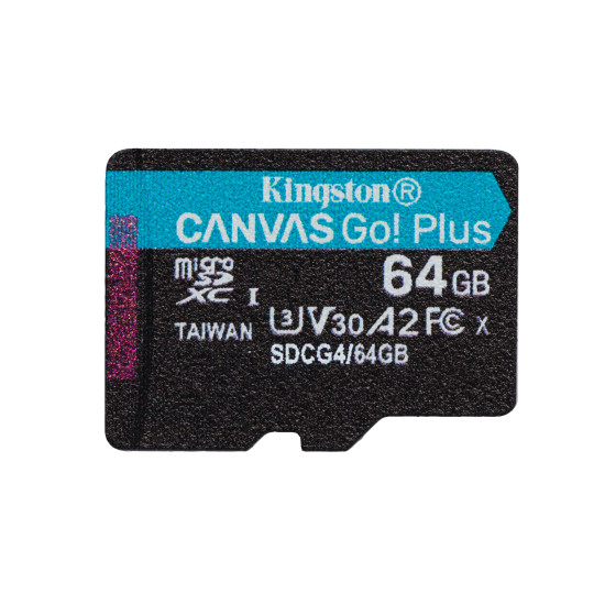 Kingston 64GB microSDXC Canvas Go Plus Gen4 200MB/s A2 U3 V30 Card + Adapter Kingston 64GB microSDXC Canvas Go Plus Gen4 200MB/s A2 U3 V30 Card + Adapter